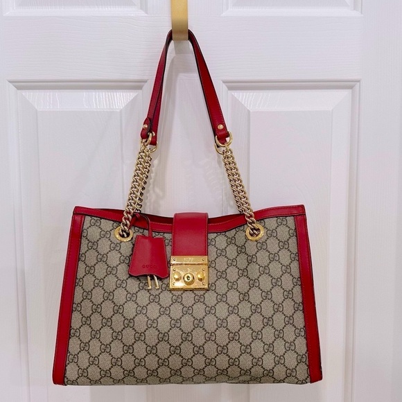Gucci Red and Beige Shoulder Bag - Picture 1 of 16